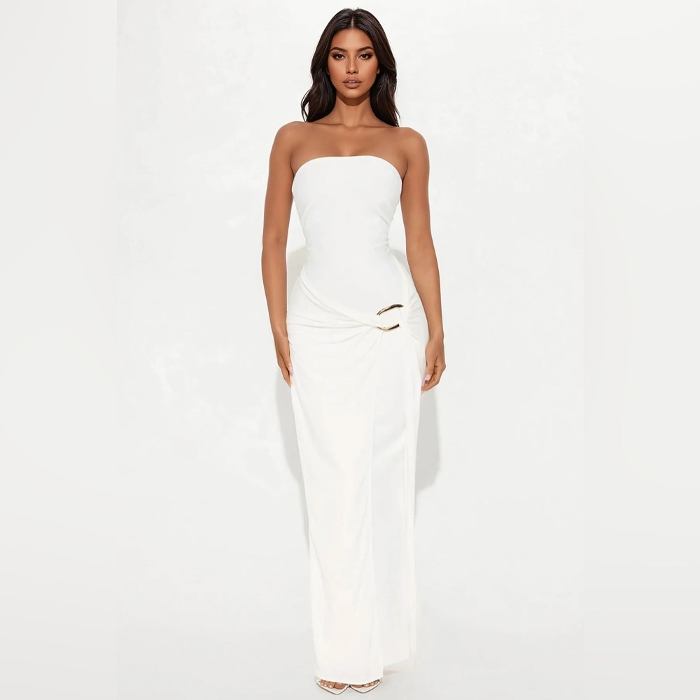 Fashion Nova Jolene Bandage White Strapless Maxi Dress